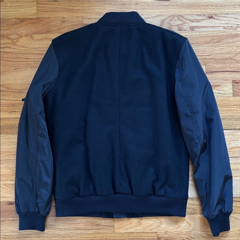 Goodfellow & Co Men's Navy Bomber Jacket Sz Small Wool Blend Fall Winter - Picture 3 of 5